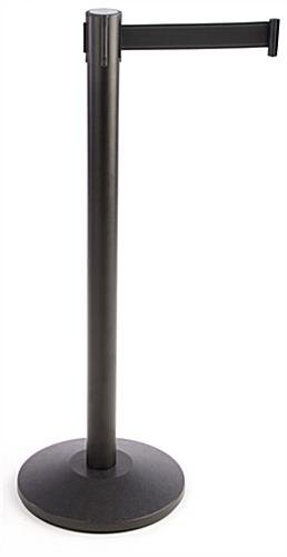 QueuePole.Deluxe round 40" Stanchion Post with 9.5' Black Retractable Belt - Black