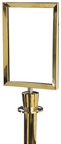 QueuePole.Deluxe Round 7 x 11 Sign Frame for Stanchions - Brass