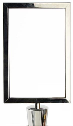 QueuePole.Deluxe Round 7 x 11 Stanchion Post Sign Frame, Top Insert - Chrome