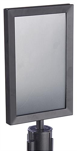 QueuePole.Deluxe Round 7 x 11 Stanchion Sign Frame, Slide-in Design - Black