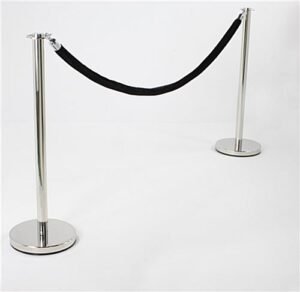 QueuePole.Deluxe Set of (2) 39" Chrome Stanchion Posts with 6.5' Black Rope
