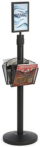 QueuePole.Economy 41.5” Black Stanchion Post & 6.5’ Belt, 2 Pockets – Blue Belt