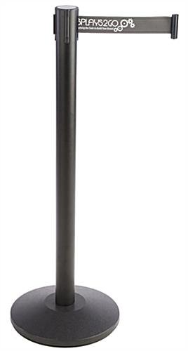 QueuePole.Economy 41.5" Black Stanchion Post, Gray Belt - 1 Color Printing