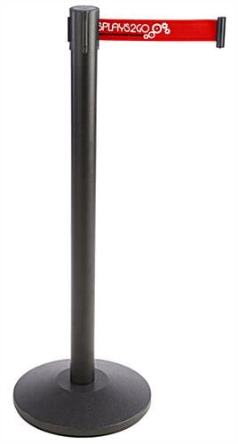 QueuePole.Economy 41.5" Black Stanchion Post with 6.5' Red Belt - 2 Color Printing