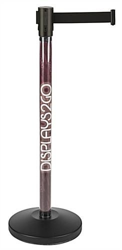 QueuePole.Economy 41.5” Clear Stanchion Post w/ 6.5’ Black Belt & Custom Graphic