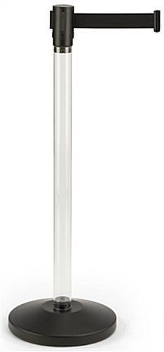 QueuePole.Economy 41.5" Clear Stanchion Post with 6.5' Black Retractable Belt