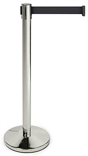 QueuePole.Economy 41.5" Silver Stanchion Post with 6.5' Black Retractable Belt