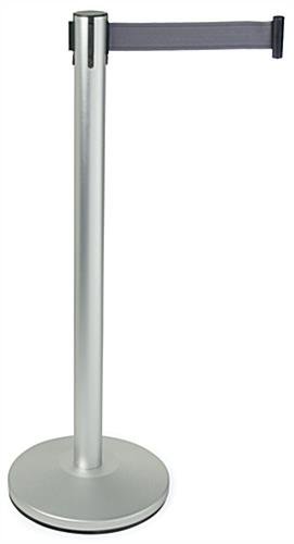 QueuePole.Economy 41.5" Silver Stanchion Post with 6.5' Gray Retractable Belt