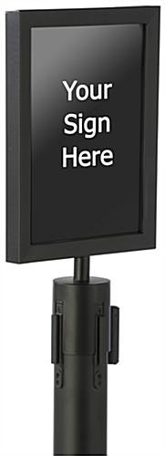 QueuePole.Economy 8.5 x 11 Stanchion Sign Frame, Slide-In Design, Portrait – Black