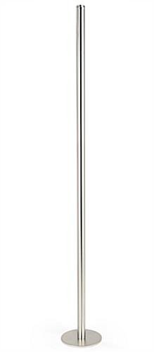 QueuePole.Slim 39" Silver Stanchion Post, Floor Mounting, Rope Not Included