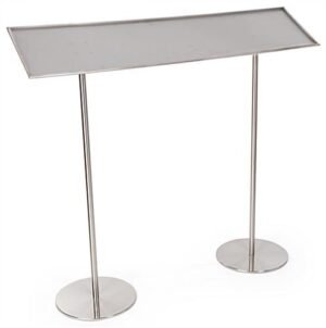 QueuePole.Slim 48 x 11 Reader Sign Panel for Stanchions, 45° Angled Bracket - Silver