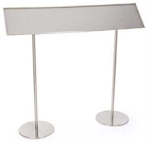 QueuePole.Slim 48 x 11 Reader Sign Panel for Stanchions, 60° Angled Bracket - Silver