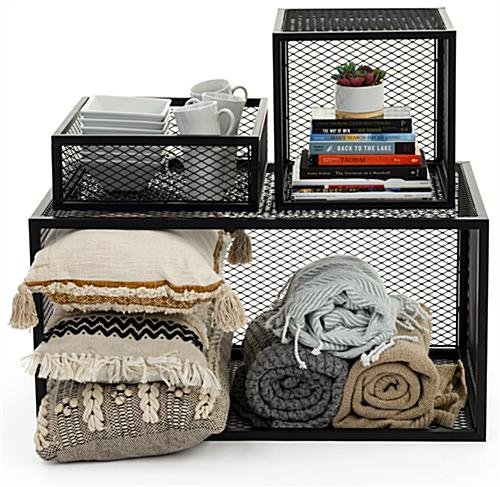 Retail Riser, 35" W x 18" D x 20" H, Iron Mesh - Black - Image 6