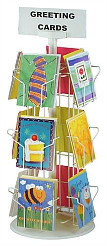 Rotating Greeting Card Display w/ Sign Clip, Countertop, 12 Pockets - White