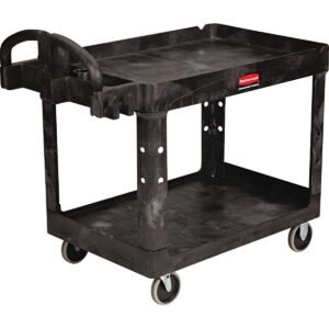 Rubbermaid Commercial Heavy Duty Lipped Shelf Utility Cart, Black