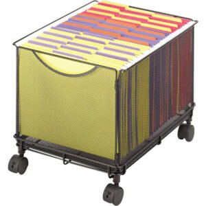 Safco 1-Drawer File Cube Cabinet Cart, 13-1/2"W x 13"H x 16-3/4"D, Black