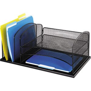 Safco 3-Tier 6-Section Onyx Desk Organizer, Black