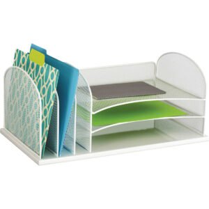 Safco 3-Tier 6-Section Onyx Desk Organizer, White