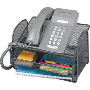 Safco Onyx Steel Mesh Angled Telephone Stand, Black