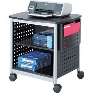 Safco Scoot Mobile Printer Stand, 26-1/2"W x 26-1/2"H x 20-1/2"D, Black