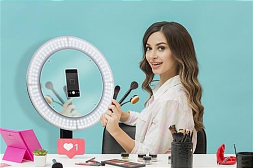 Samsung S10 Selfie Station, LED Light Ring, Adjustable Height, Floor Standing - Black - Image 6