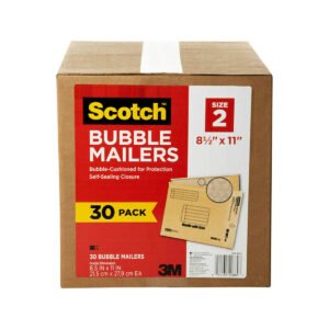 Scotch #2 Bubble Mailer, 8-1/2" x 11", Kraft, 30 ct