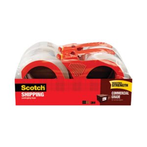 Scotch Commercial Grade Shipping Packaging Tape with Dispenser, 4 ct