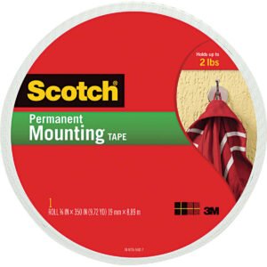 Scotch Double Sided Permanent Mounting Tape, 2 lb Capacity, 3/4" x 350', White