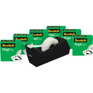 Scotch Magic Tape with C38 Tape Dispenser, 3/4" x 83.33 ft, 6 ct