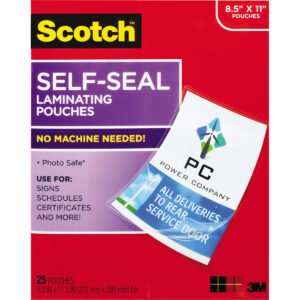 Scotch Self-Seal Laminating Pouches , 9" x 11.5", 25 ct