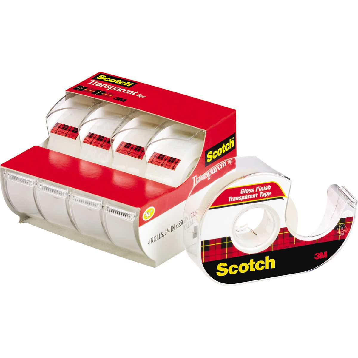 Scotch Transparent Tape with Dispenser, 3/4" x 850", Clear, 4 ct - Image 2