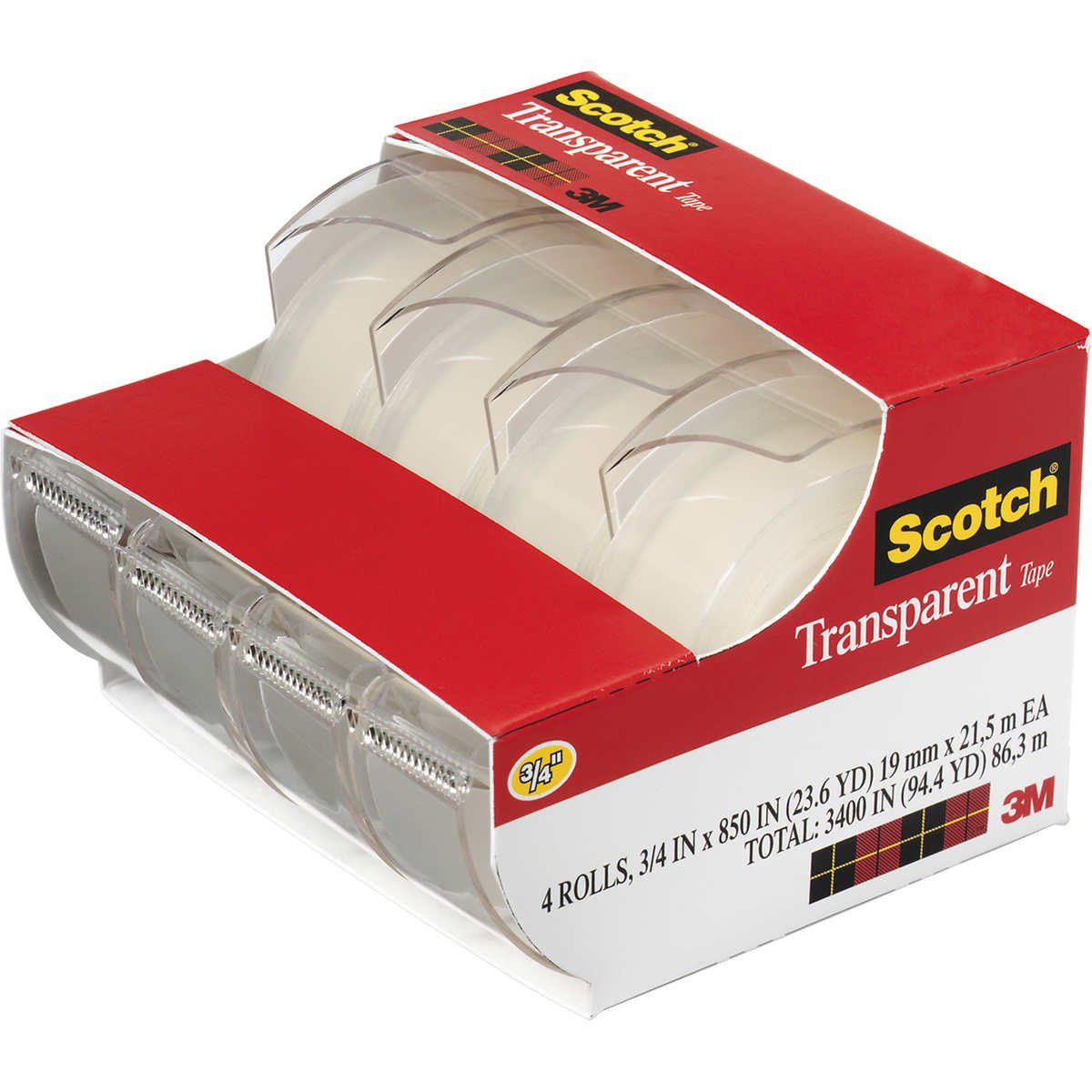 Scotch Transparent Tape with Dispenser, 3/4" x 850", Clear, 4 ct - Image 4