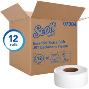 Scott Essential Extra Soft JRT Bath Tissue, 2-Ply, 3-11/20" x 750', 12 ct