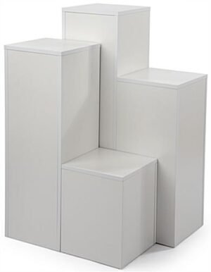 Set of 4 Portable Pedestals for Floor, 12.5" Square Top - White