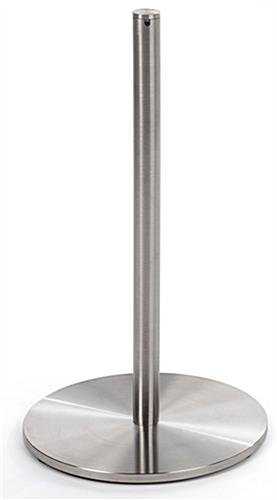 Set of (6) QueuePole.Slim 16” Stanchion Posts w/ 50’ Gray Elastic Cord - Silver
