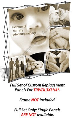 Set of 6 Replacement Panels for TRWDL3X3H4 Pop Up Display - Custom Printed Graphics