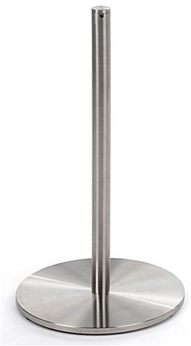 Set of (8) QueuePole.Slim 16” Stanchion Posts w/ 100’ Gray Elastic Cord - Silver