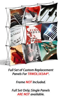 Set of 9 Replacement Panels for TRWDL3X3A4 Pop Up Display - Custom Printed Graphics