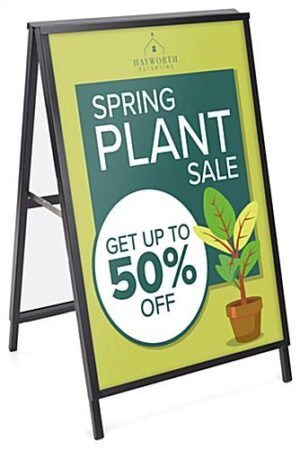 Sidewalk Sign for Poster Boards, Double-sided, Easy Slide-in Channels - Black