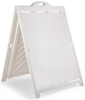 Sidewalk Sign Frame for 36 x 48 Coroplast® Boards, Double Sided, Rolling Base - White Jumbo Plastic A-Frame Sign