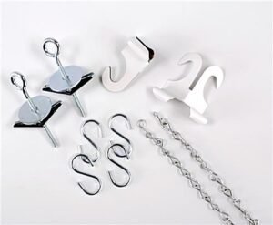 Sign Hanging Hardware with (2) 12" Chains, Bolts, Hooks and Clips for Ceiling