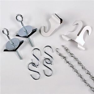 Sign Hanging Hardware with (2) 24" Chains, Bolts, Hooks and Clips for Ceiling