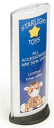 Sign Holder for Folded 8.5 x 11 Sheet, Tabletop or Wall, Double-sided - Clear