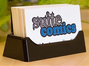 Single Pocket Acrylic Business Card Holder for Tabletop, Fits 49 Cards - Black