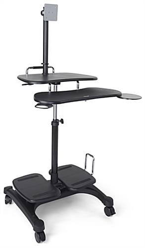 Sit/Stand Computer Workstation, for Monitors up to 27”, CPU & Printer Shelves– Black