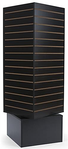 Slatwall Cube Tower for Floor, 4 Sides, Rotating - Black