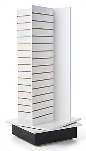 Slatwall Pinwheel Fixture, 4 Sides, Rotating, Base Wheels - White