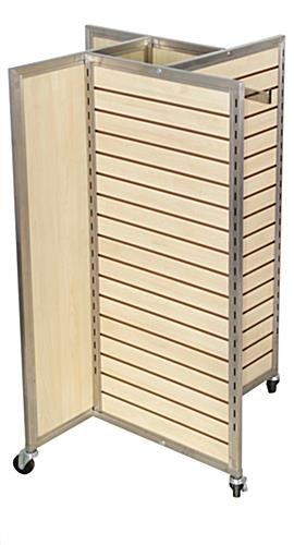 Slatwall Pinwheel Fixture, 4 Sides, Wheels - Maple