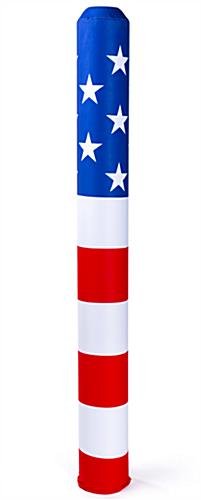 Slip-On Bollard Cover, Stretch Polyester w/ Elastic Opening - American Flag