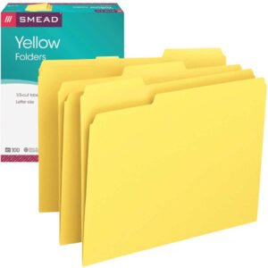 Smead Colored File Folder, 1/3-Cut Tab, Letter, Yellow, 100 ct